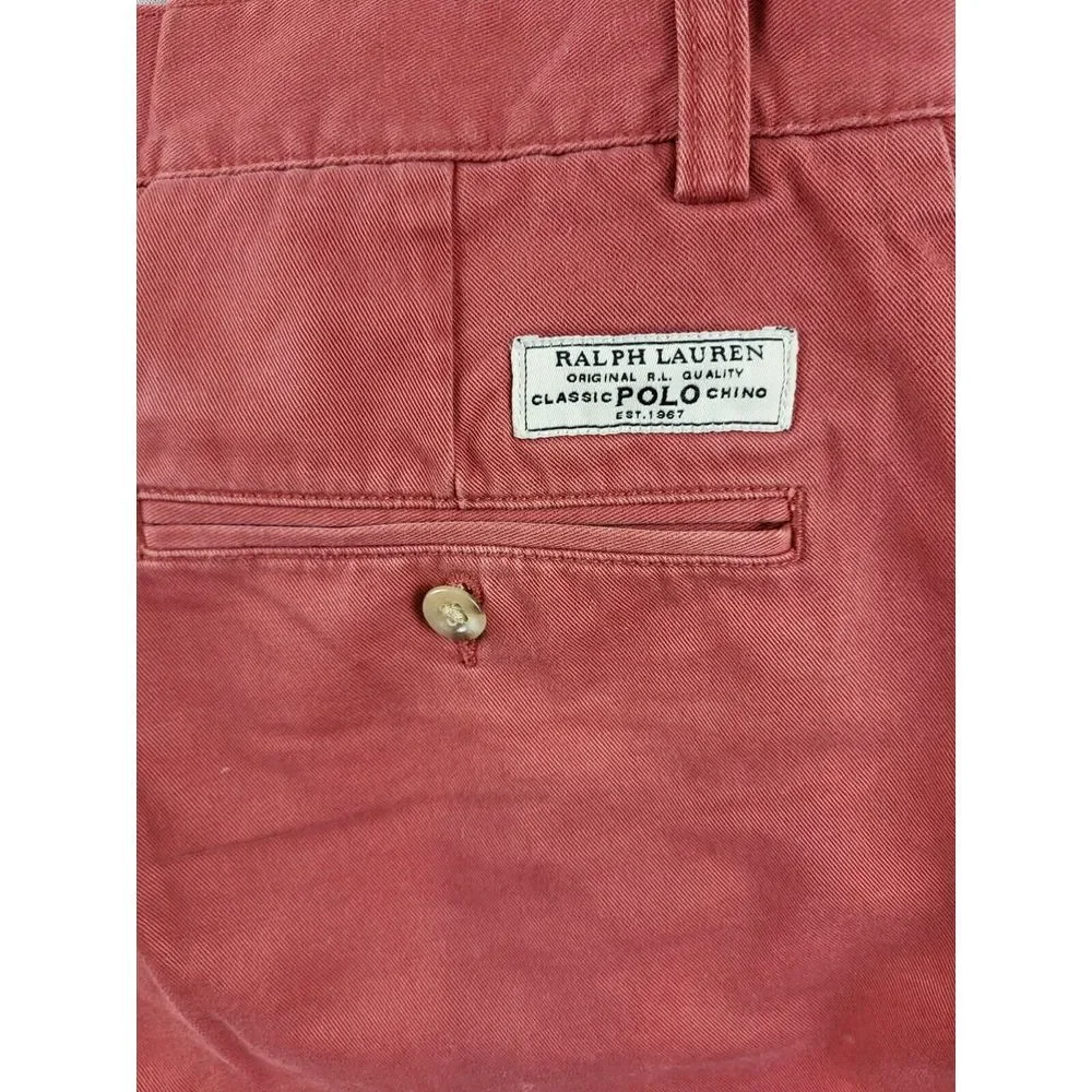 VTG Polo Ralph‎ Lauren Mens Chino Shorts Prospect size 33 Pink/Red Preppy Casual